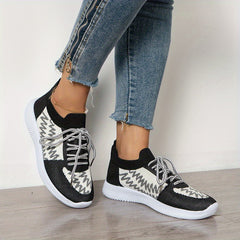 Women's Knit Sock Sneakers Breathable Mesh Lace Up Slip On Sports Shoes