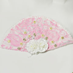Royal Style Floral Wedding Hand Fan with Rhinestones Bridal Accessory