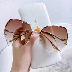 Gradient Lens Sunglasses Polygon Frame UV Protection