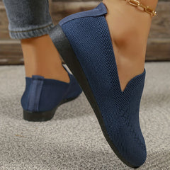 Women's Breathable Knit Flat Shoes Lightweight Slip On Shoes