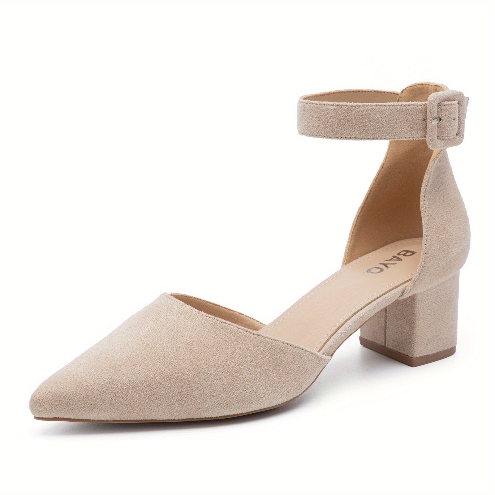 Chunky Heel Buckle Strap Pumps Solid Heels