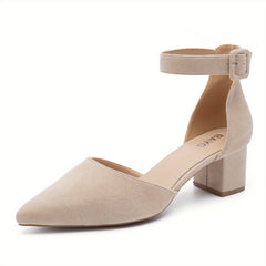 Chunky Heel Buckle Strap Pumps Solid Heels
