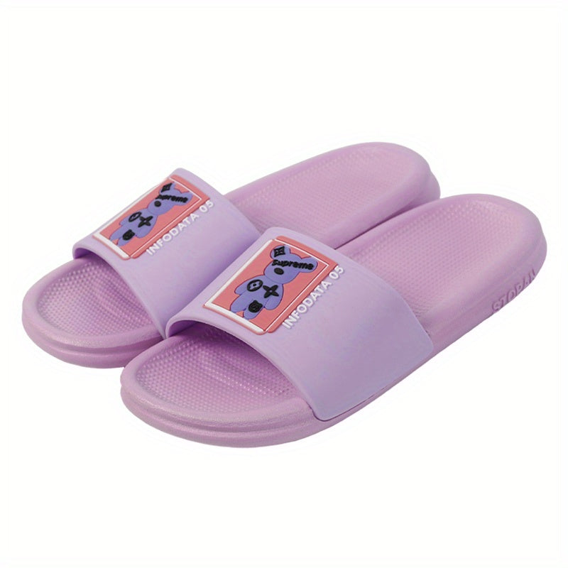 Men's Bear Print Open Toe Slides House Slippers