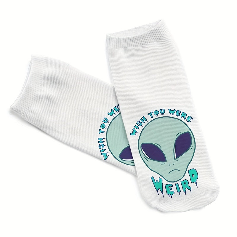 5 Pairs Alien Print Socks Low Cut Women's Stockings