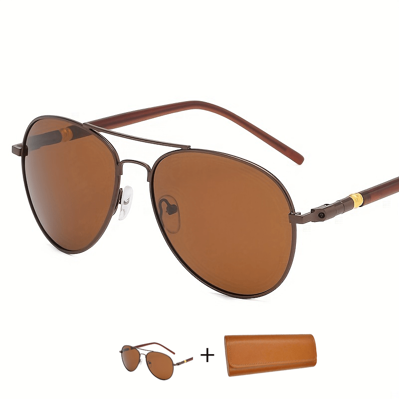 Men's Polarized Anti Light Sunglasses Vintage Metal Spring Legs