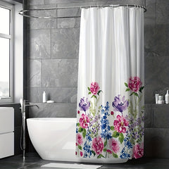 Flower Pattern Shower Curtain Waterproof Bathroom Decor