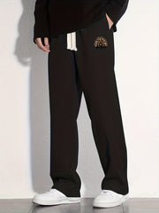 Men's Solid Loose Fit Cotton Sweatpants with Drawstring