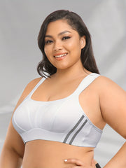 Strip Print Full Coverage Sports Bra Women's Plus Slight Stretch