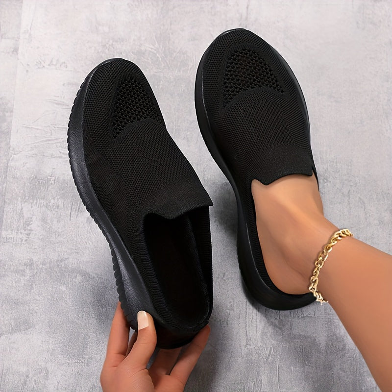 Women's Casual Weaving Slip-on Mules Sneakers