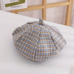 Houndstooth Pattern Newsboy Cap Beret For Kids