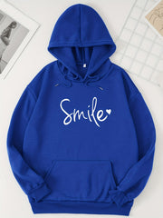 Letter Print Kangaroo Pocket Hoodie Casual Long Sleeve Drawstring Hoodies