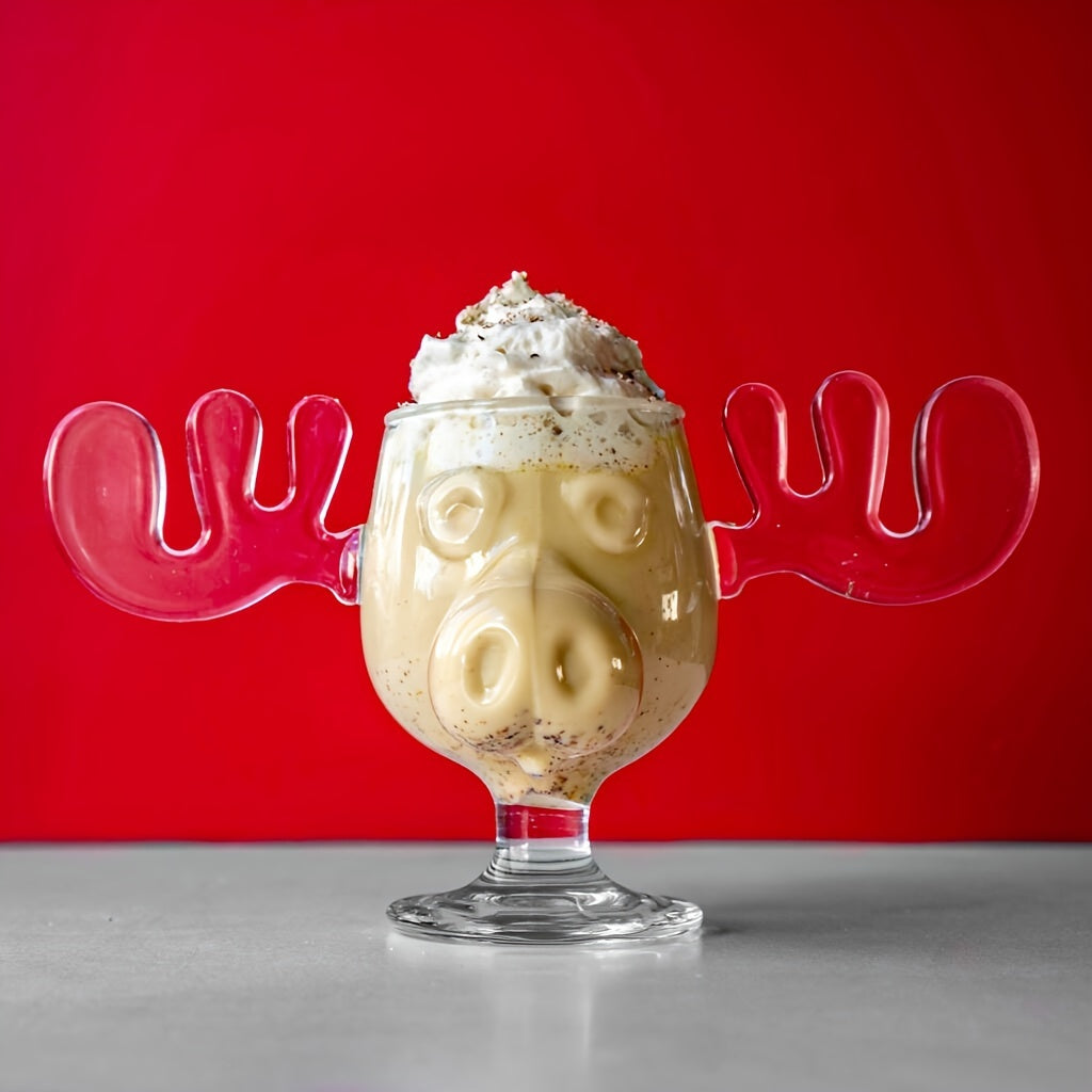 1pc Reindeer Wine Glass 240ml 8.4oz Clear Christmas Decorations
