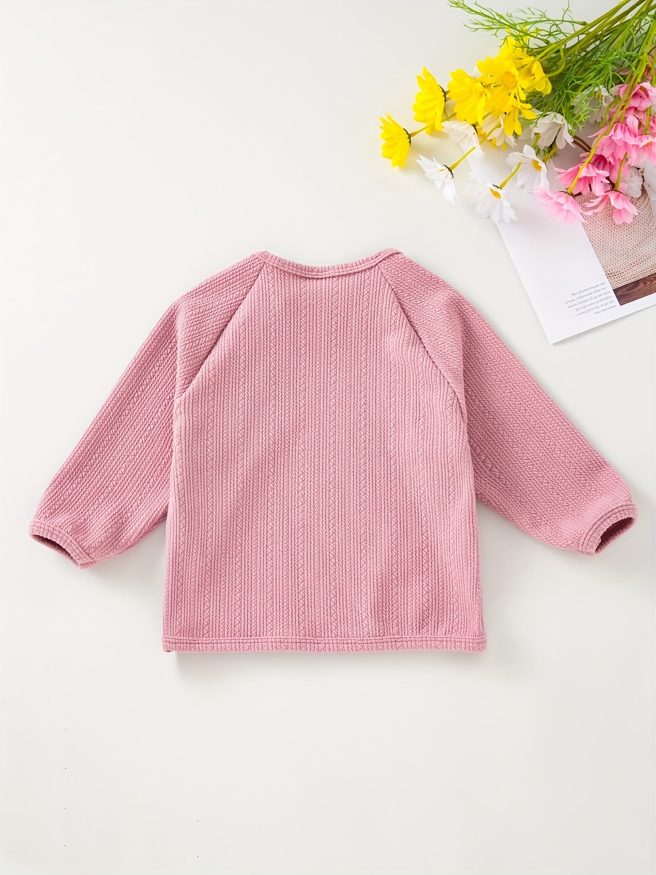 Girl's Loose Pullover Top with Buckle Round Neck