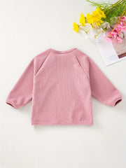 Girl's Loose Pullover Top with Buckle Round Neck