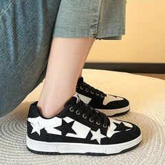 Women's Star Pattern Skate Shoes Casual Lace Up Outdoor Sneakers