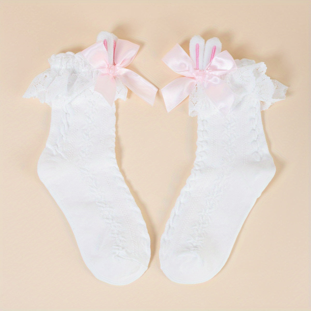 Lace Trim Bow Socks Sweet & Lolita All match Socks Women's Stockings