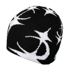 Y2K Star Pattern Knitted Hat Warm Beanie Hat Hip Hop Hat