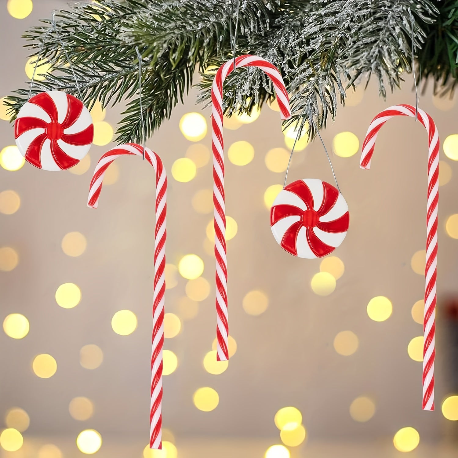 10PCS Candy Cane Xmas Ornaments Mint Candy Cane Christmas Tree Decoration