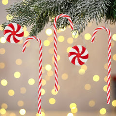 10PCS Candy Cane Xmas Ornaments Mint Candy Cane Christmas Tree Decoration
