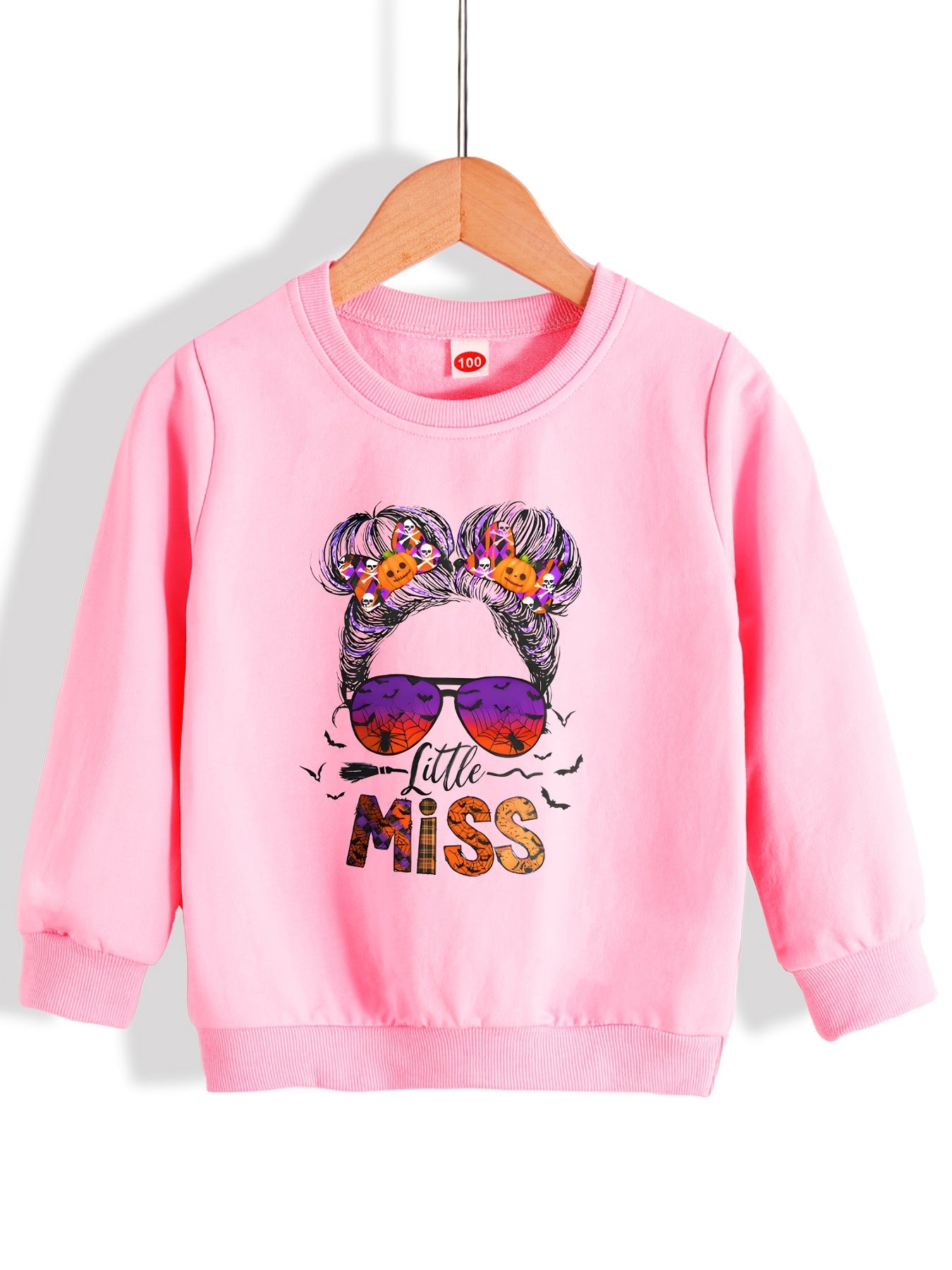 Little Miss Portrait Halloween Sweatshirt For Girls