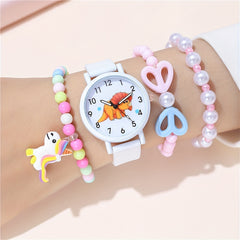 Dinosaur Pattern Quartz Kids Watch Set with Bracelet