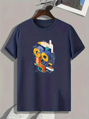 GO FOR IT Pattern Print Men's Comfy Sports T shirt Graphic Tee