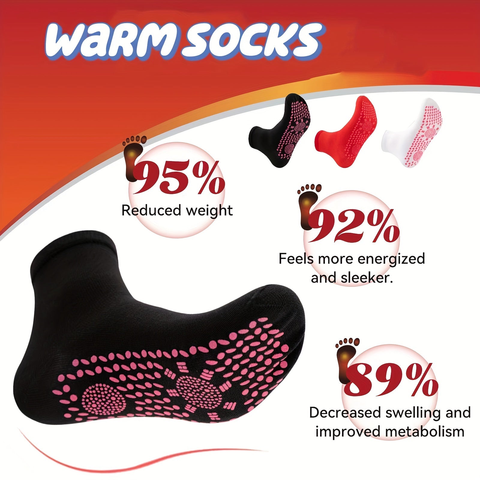 Winter Heated Socks Self Heating Foot Massage Women's Stockings