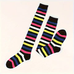 Rainbow Striped Thigh High Socks Over The Knee Stockings