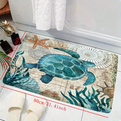 Sea Turtle Bathroom Mat Soft Flannel Bath Rug Non Slip Carpet Home Decoration