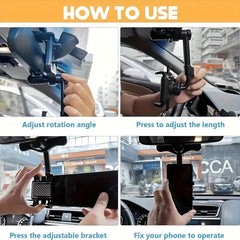 Car Rearview Mirror Travel Recorder & Phone Holder