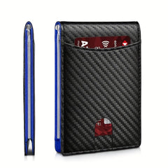 Men's Carbon Fiber Wallet RFID Blocking Credit Card Holder Money Clip