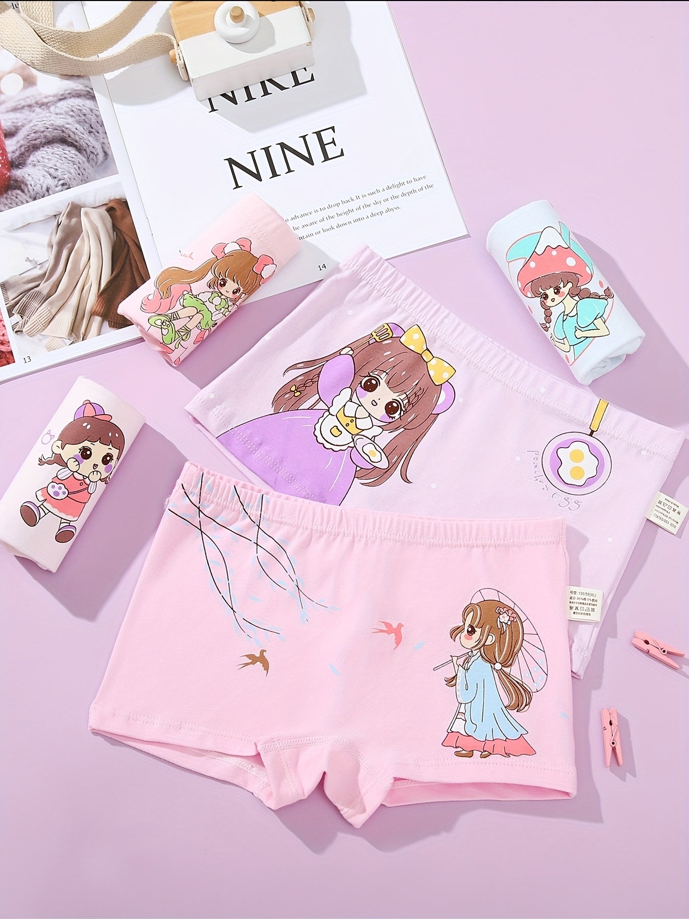 5pcs Princess Print Girl's Underwears Cotton Panties