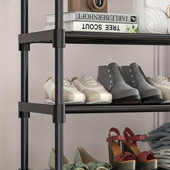 Household Independent Clothes Rack with 3 Shelves & 8 Hooks