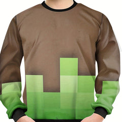 Square Print Kid's Sweatshirt Clash Unisex Pullover Causal Long Sleeve Top