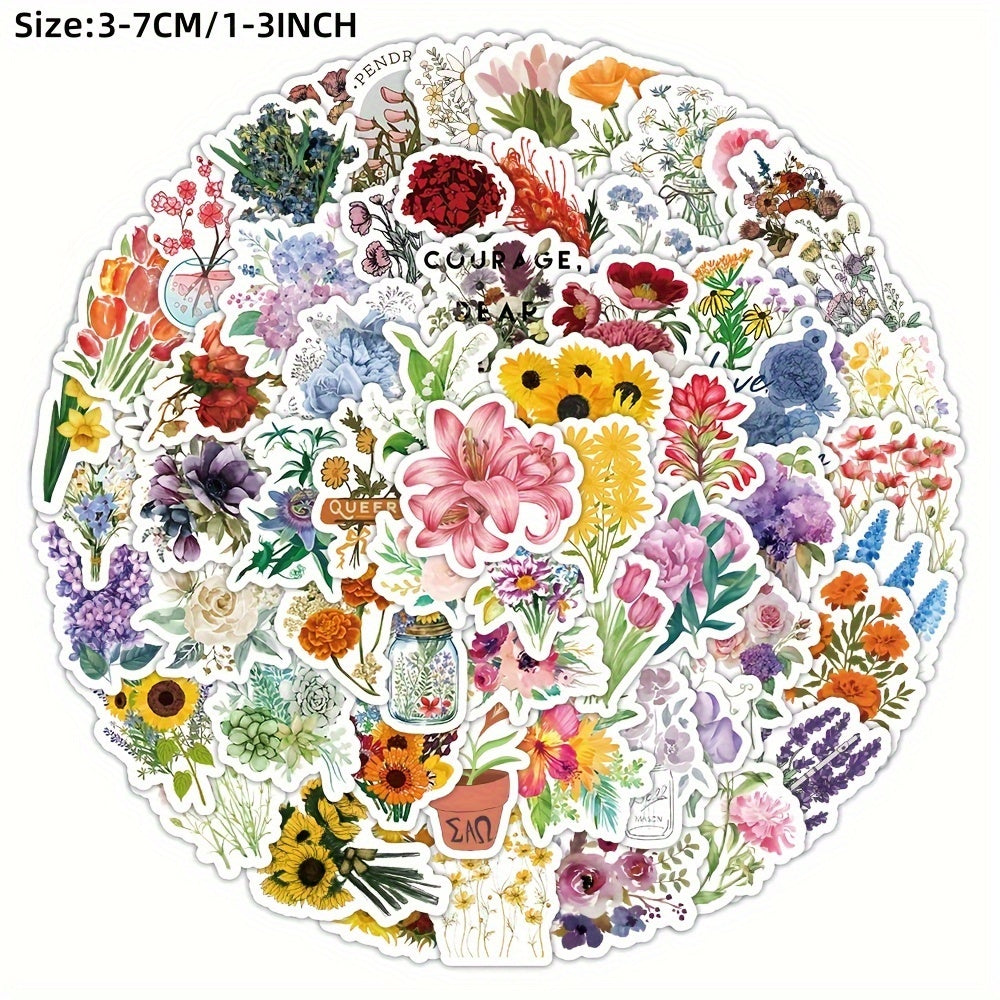 103pcs Flower Series Stickers Water Cup Decoration Waterproof DIY