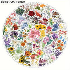 103pcs Flower Series Stickers Water Cup Decoration Waterproof DIY