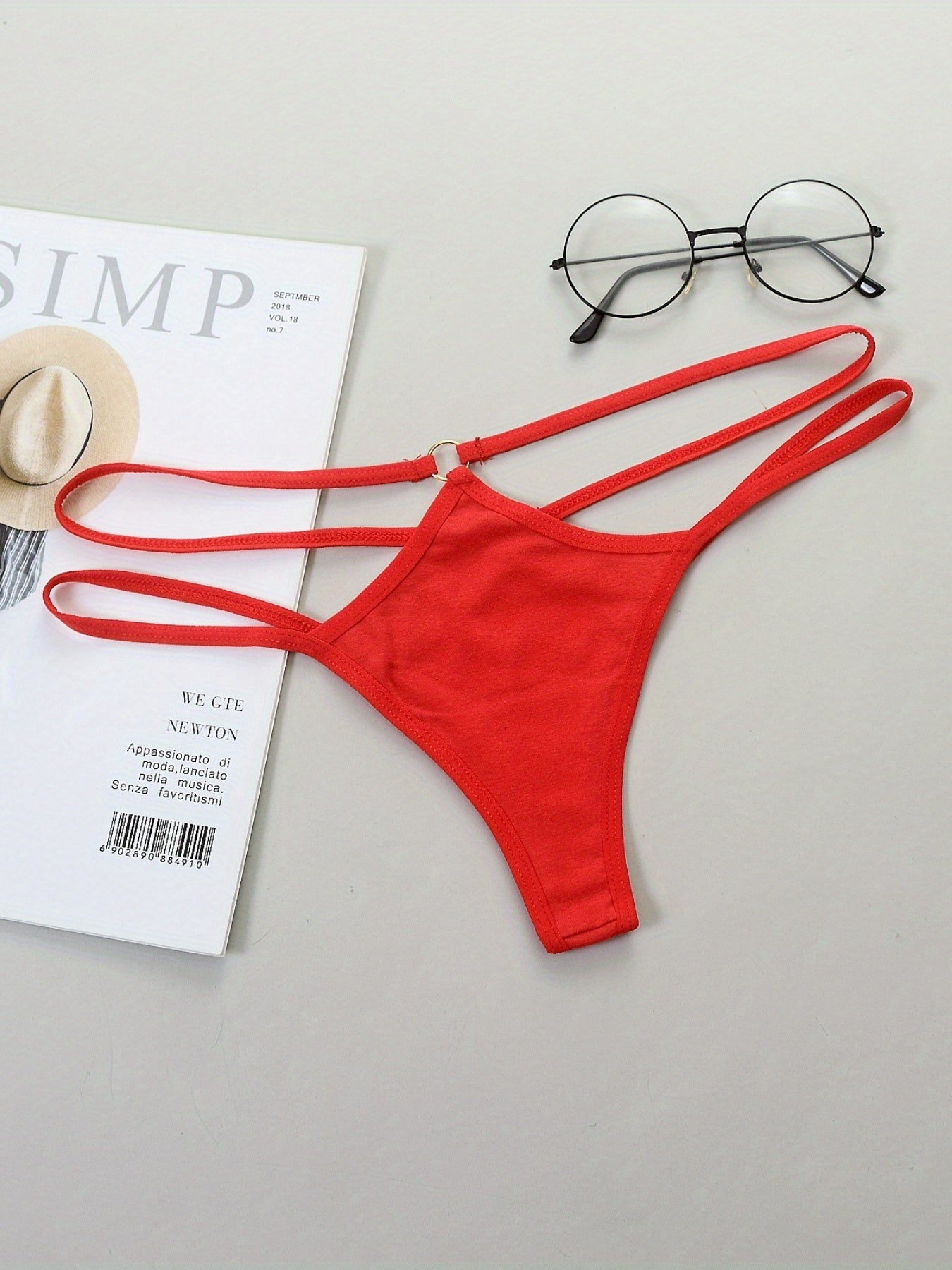 4 Pcs Double Thin Straps Thongs Hollow Out Panties Women's Lingerie