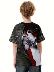 Knight 3D Print Boy's Casual Tee Short Sleeve Crew Neck Comfortable T-shirt