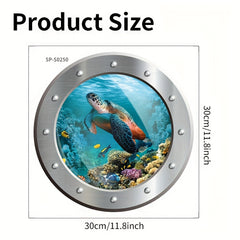 Cartoon 3D Turtle Diving Mirror Toilet Sticker