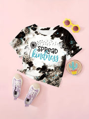 Girls Leopard Print T shirt Spread Kindness Short Sleeve Top