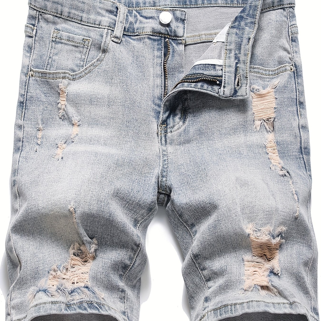 Men's Distressed Denim Shorts High Stretch
