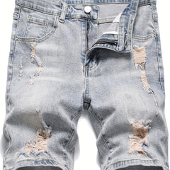 Men's Distressed Denim Shorts High Stretch