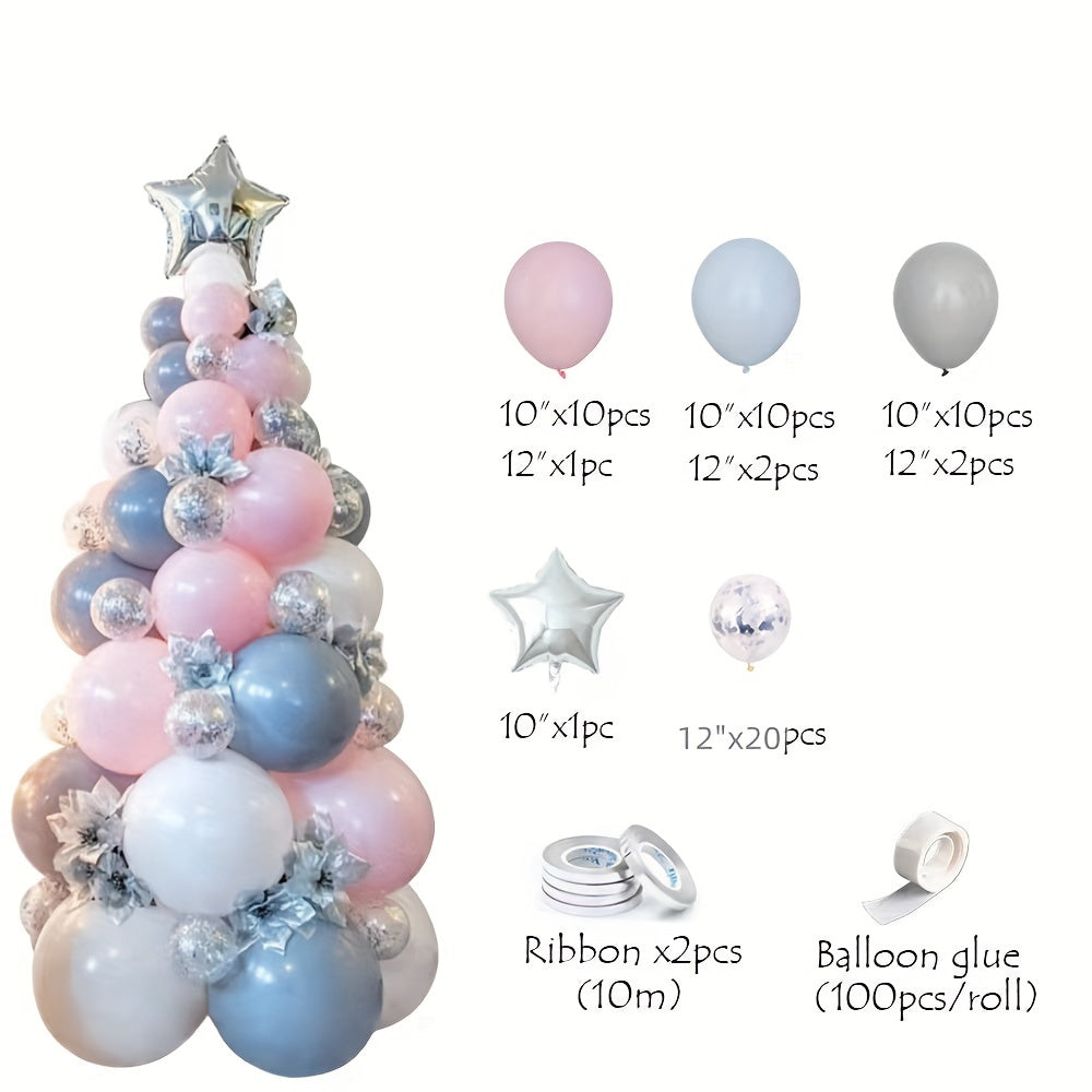 Pink Christmas Balloon Tree Ink Green Christmas Tree