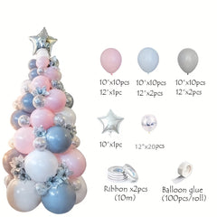 Pink Christmas Balloon Tree Ink Green Christmas Tree