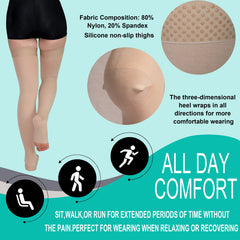 Medical Thigh High Compression Stockings 20-30 mmHg Open Toe For Men & Women