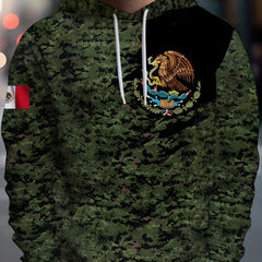 Mexico Eagle Print Camo Hoodie Mens Graphic Hooded Pullover