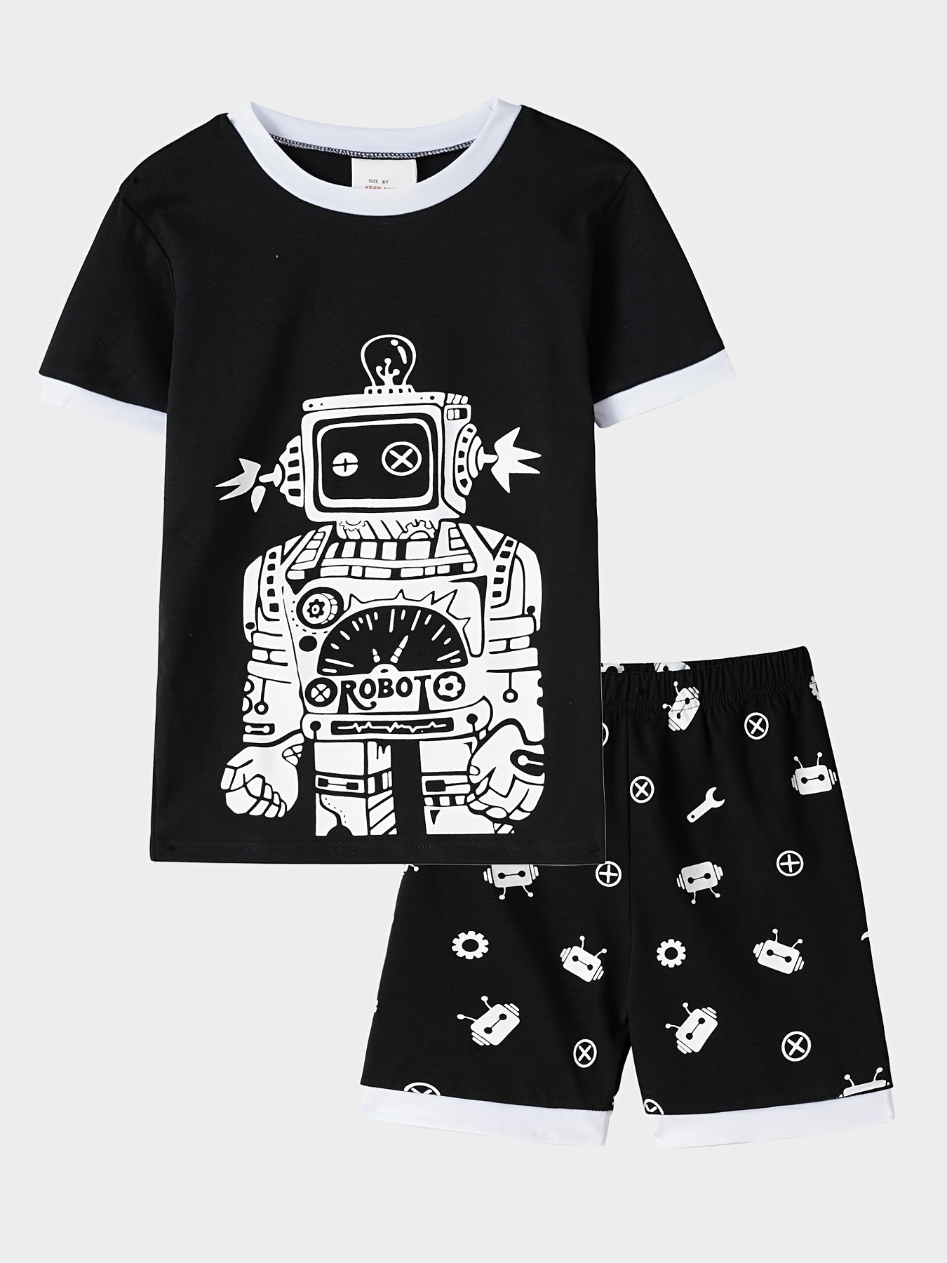 Boys Robot Pajamas Set Short Sleeves Tops & Bottoms