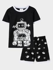 Boys Robot Pajamas Set Short Sleeves Tops & Bottoms