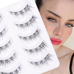 5 Pairs Fox Eye False Eyelashes Elongated Fishtail Stem