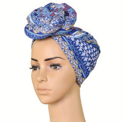 Paisley Printed Hijab Knotted Turban Cap Elastic Head Wrap